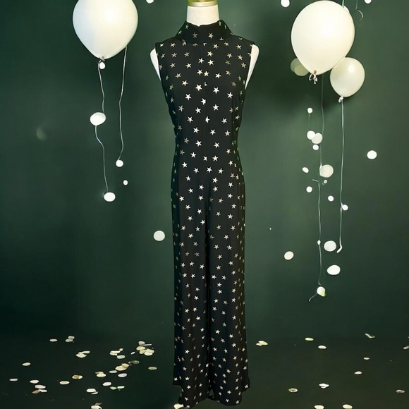 NWT RIXO London ‘Frankie’ Black & Gold Star Print Jumpsuit Size XXS / 2 - Picture 5 of 16